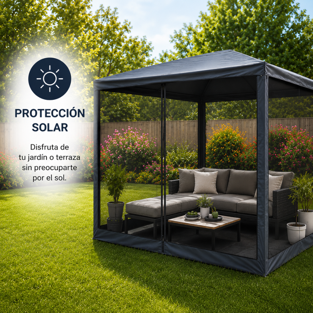 Gazebo poliéster caño 3x3 c/mosquitero - Imagen 4