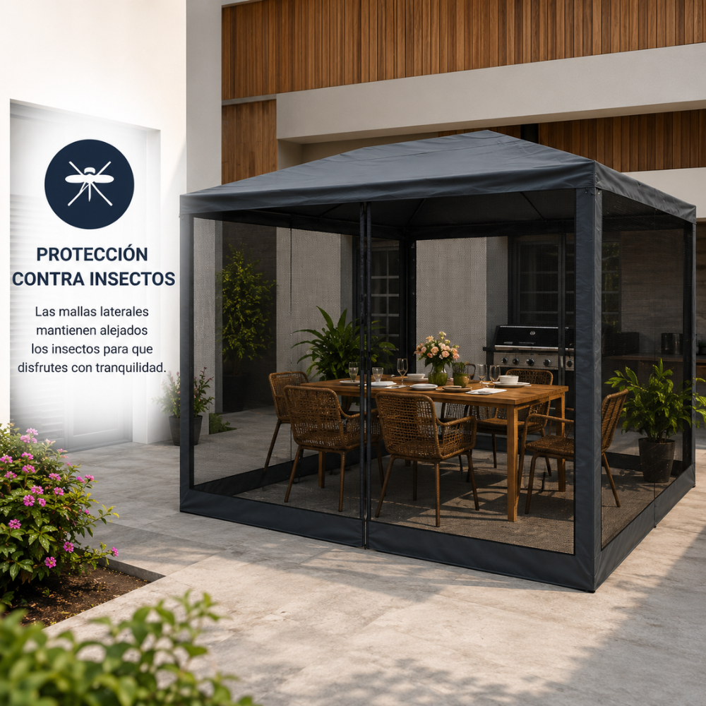 Gazebo poliéster caño 3x3 c/mosquitero - Imagen 3