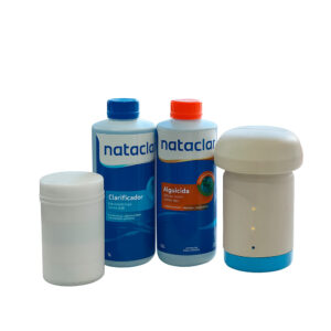 Kit alguicida + clarificador 1lts + pastillas cloro 200g+ boya