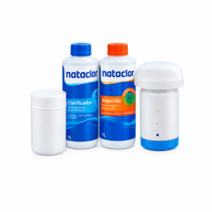 Kit alguicida + clarificador 1lts + pastillas cloro 200g+ boya